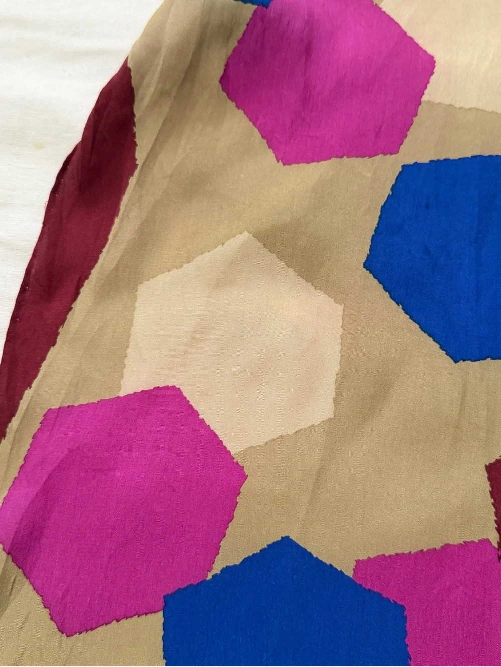 Dior Multicolor Geometric Silk Scarf - Burgundy, Blue, Fuchsia, Beige